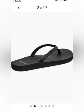 Sanuk Women’s Black Flip Flop Sandals with Textured Footbed Size 7 New